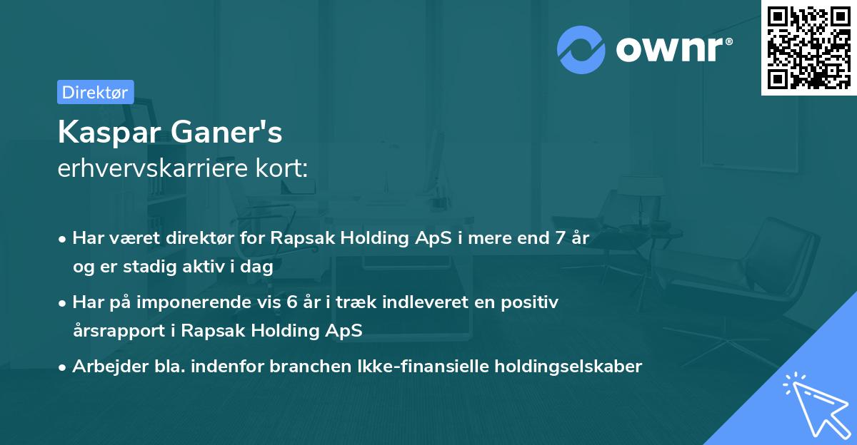 Kaspar Ganer's erhvervskarriere kort