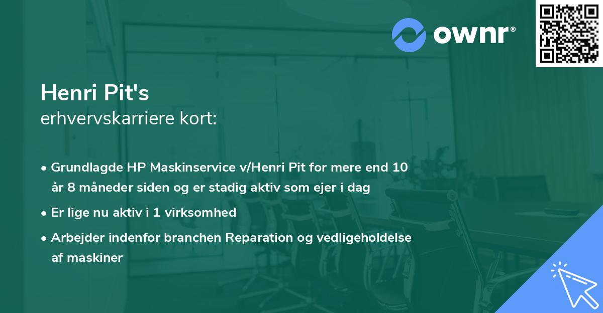 Henri Pit's erhvervskarriere kort