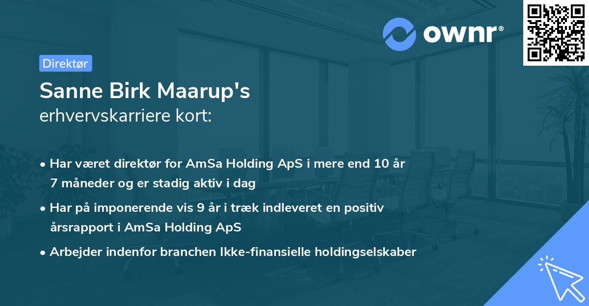 Sanne Birk Maarup's erhvervskarriere kort