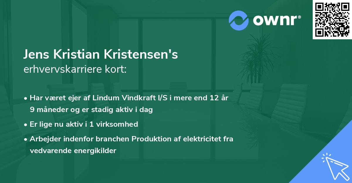 Jens Kristian Kristensen's erhvervskarriere kort