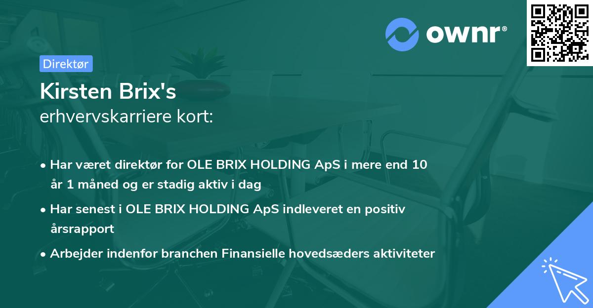 Kirsten Brix's erhvervskarriere kort