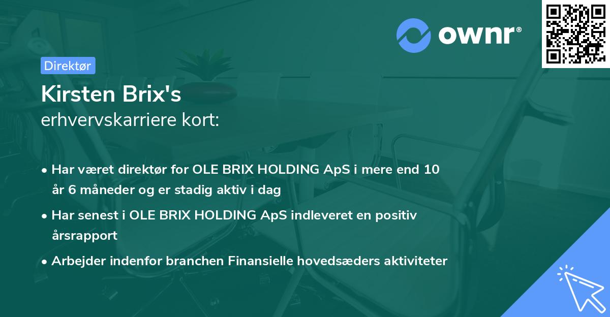 Kirsten Brix's erhvervskarriere kort