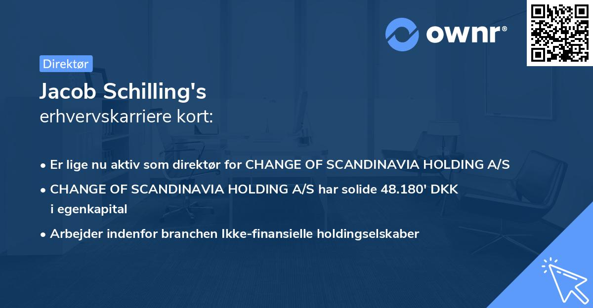 Jacob Schilling's erhvervskarriere kort