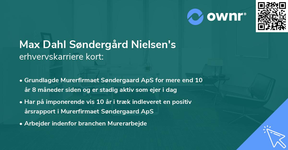 Max Dahl Søndergård Nielsen's erhvervskarriere kort