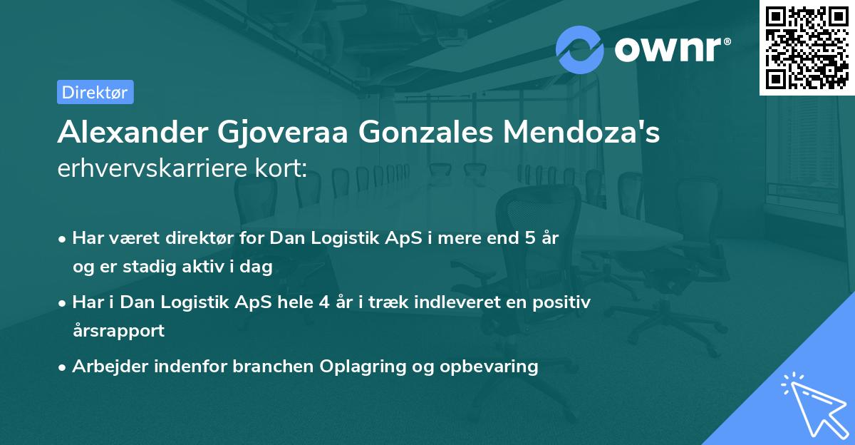 Alexander Gjoveraa Gonzales Mendoza's erhvervskarriere kort