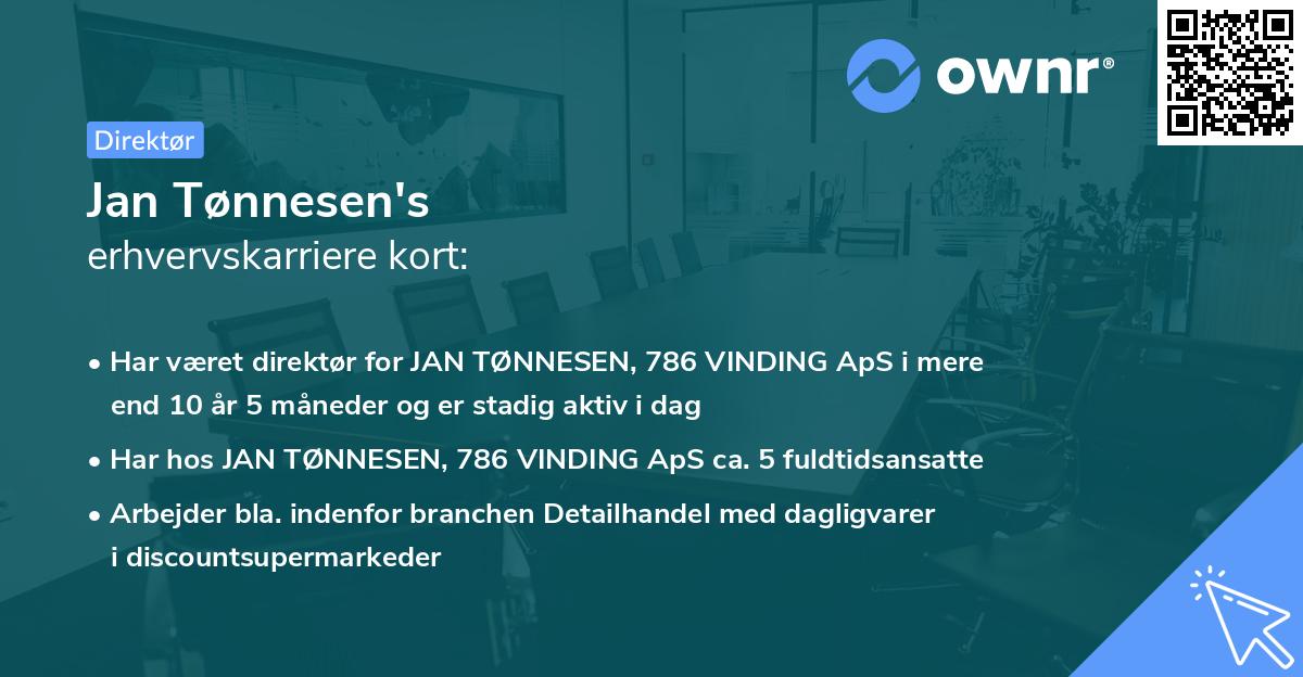 Jan Tønnesen's erhvervskarriere kort