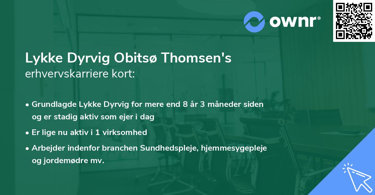 Lykke Dyrvig Obitsø Thomsen's erhvervskarriere kort