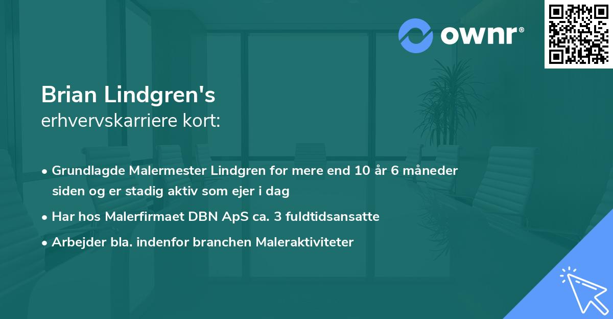 Brian Lindgren's erhvervskarriere kort