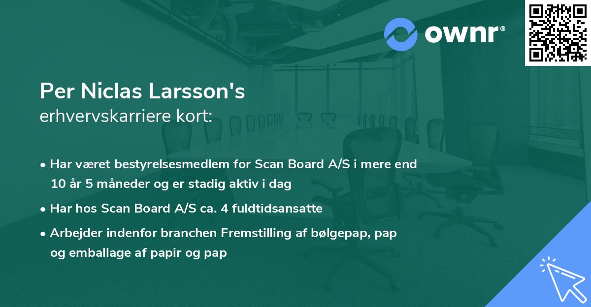 Per Niclas Larsson's erhvervskarriere kort