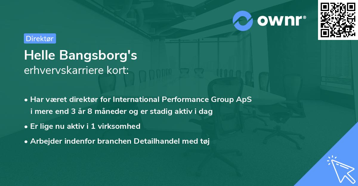 Helle Bangsborg's erhvervskarriere kort