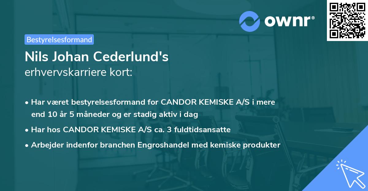 Nils Johan Cederlund's erhvervskarriere kort