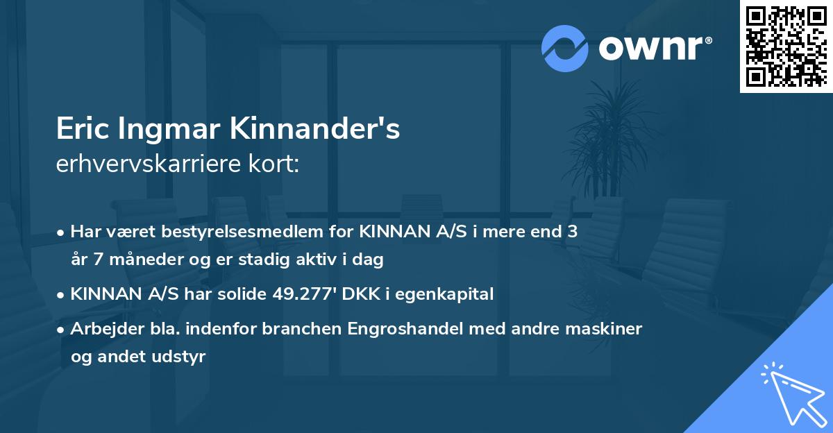 Eric Ingmar Kinnander's erhvervskarriere kort