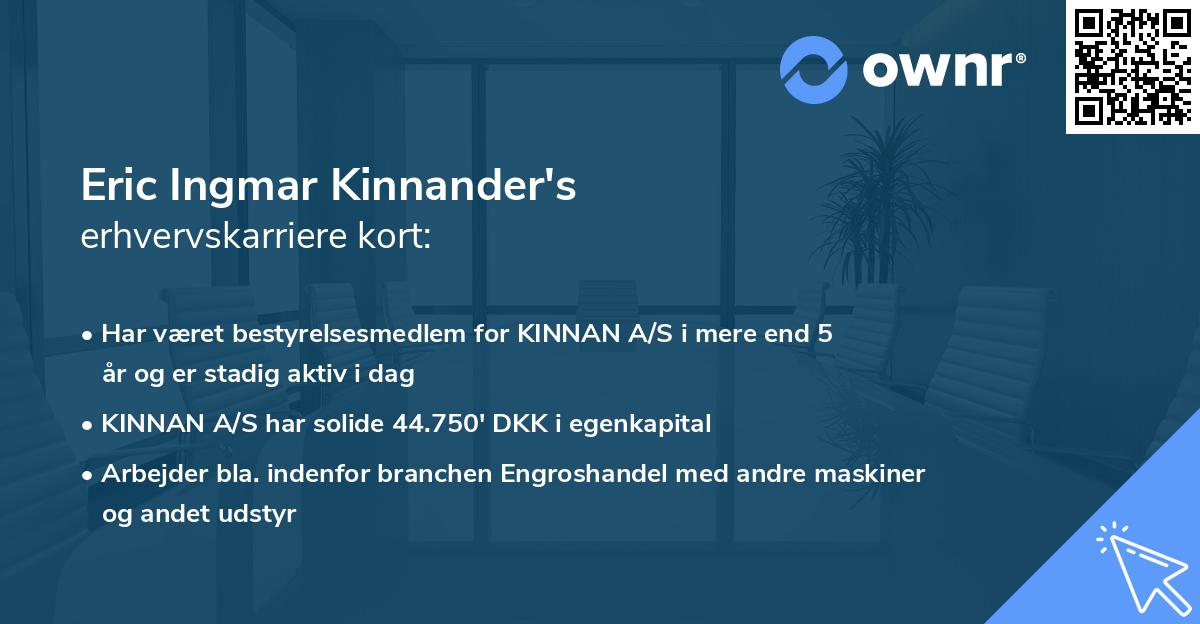 Eric Ingmar Kinnander's erhvervskarriere kort