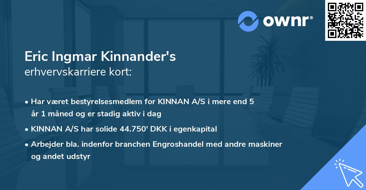Eric Ingmar Kinnander's erhvervskarriere kort