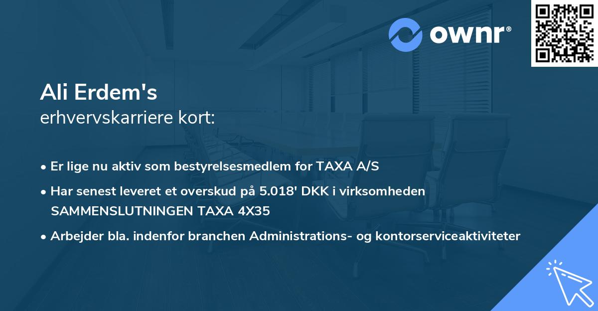 Ali Erdem's erhvervskarriere kort