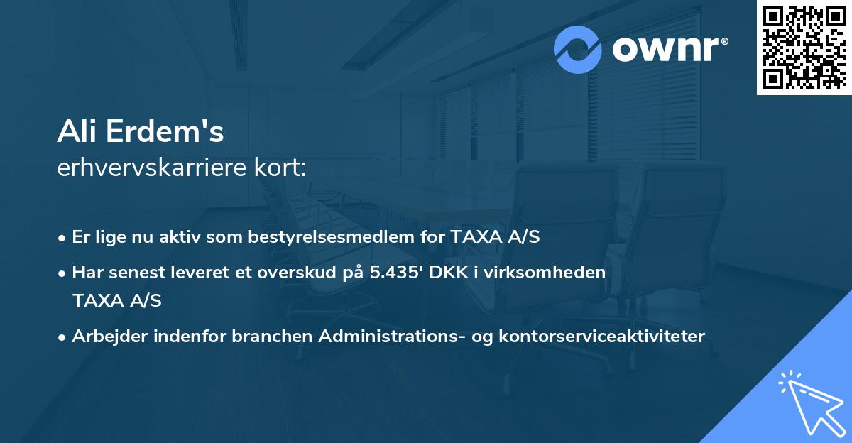 Ali Erdem's erhvervskarriere kort