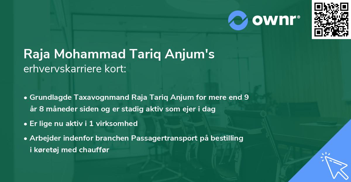 Raja Mohammad Tariq Anjum's erhvervskarriere kort