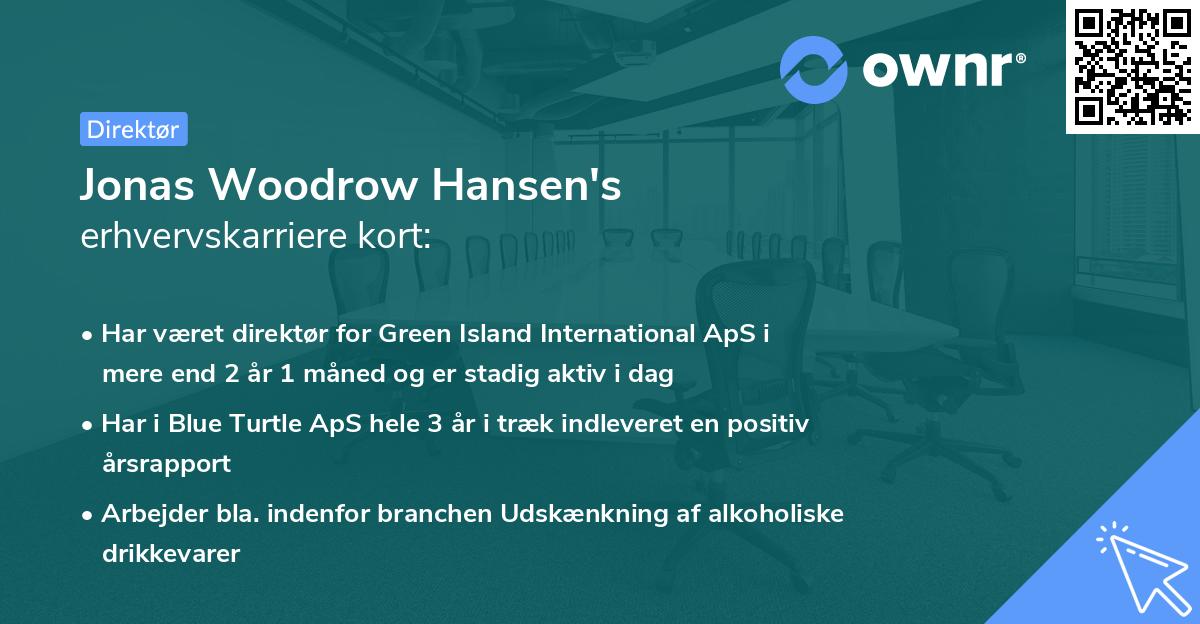 Jonas Woodrow Hansen's erhvervskarriere kort