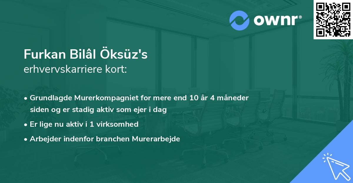 Furkan Bilâl Öksüz's erhvervskarriere kort