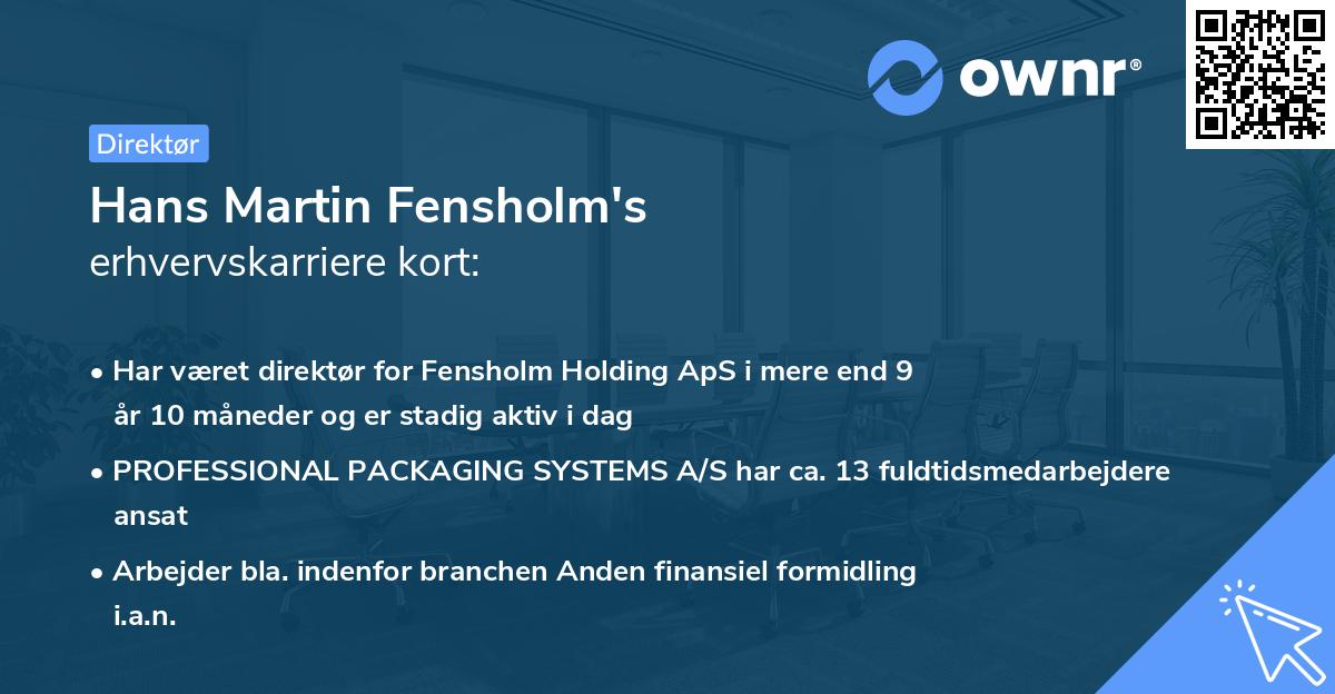 Hans Martin Fensholm's erhvervskarriere kort