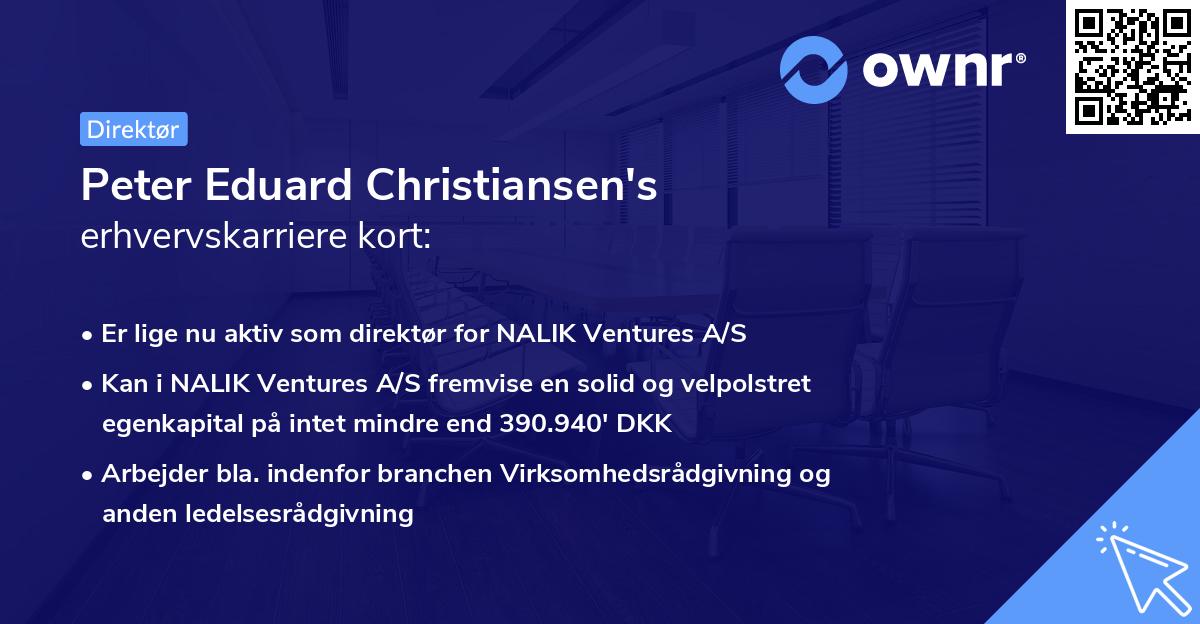 Peter Eduard Christiansen's erhvervskarriere kort