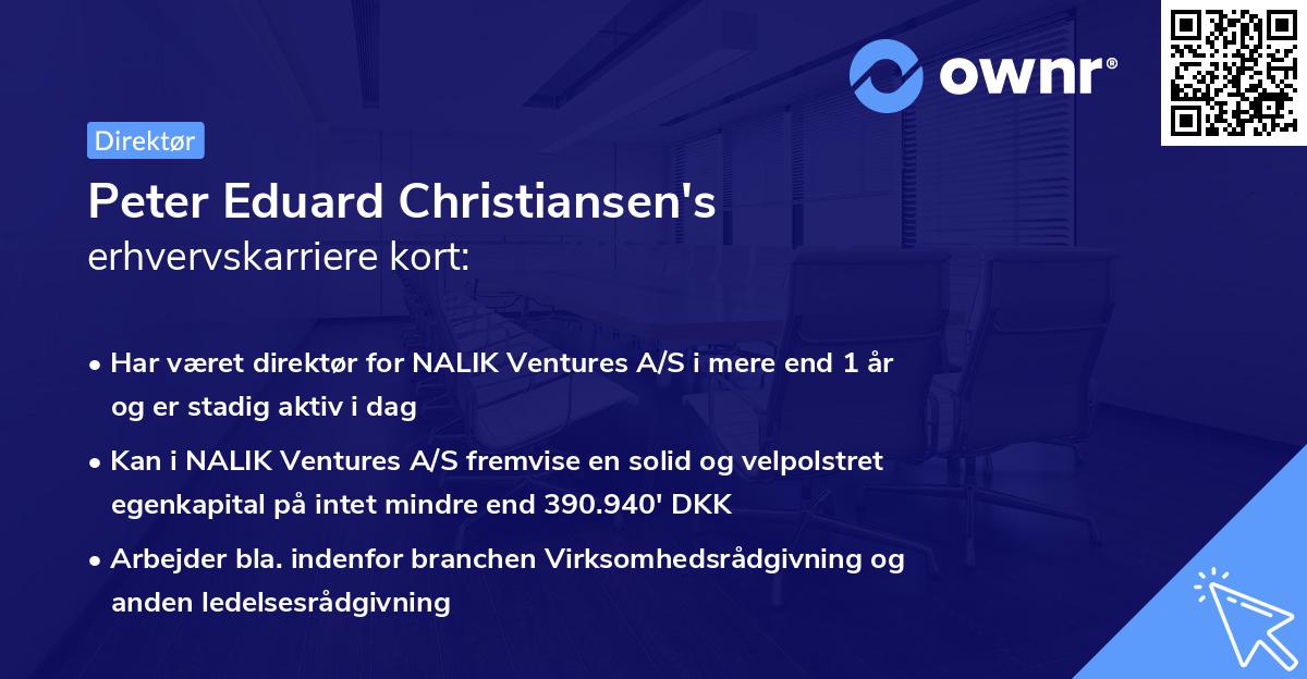 Peter Eduard Christiansen's erhvervskarriere kort