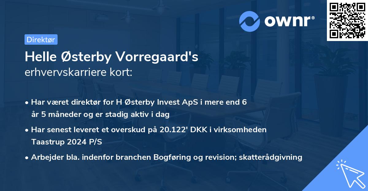 Helle Østerby Vorregaard's erhvervskarriere kort