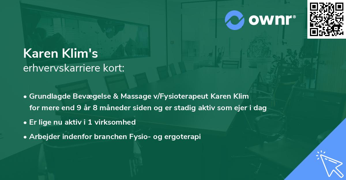 Karen Klim's erhvervskarriere kort