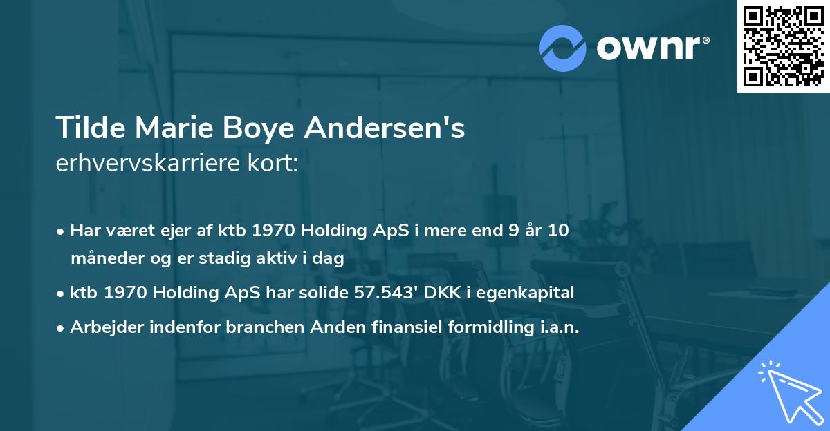 Tilde Marie Boye Andersen's erhvervskarriere kort