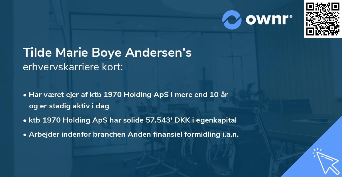 Tilde Marie Boye Andersen's erhvervskarriere kort