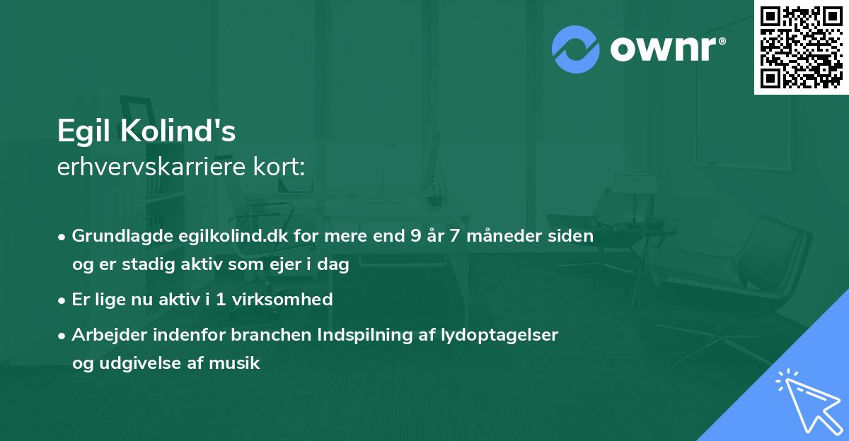 Egil Kolind's erhvervskarriere kort