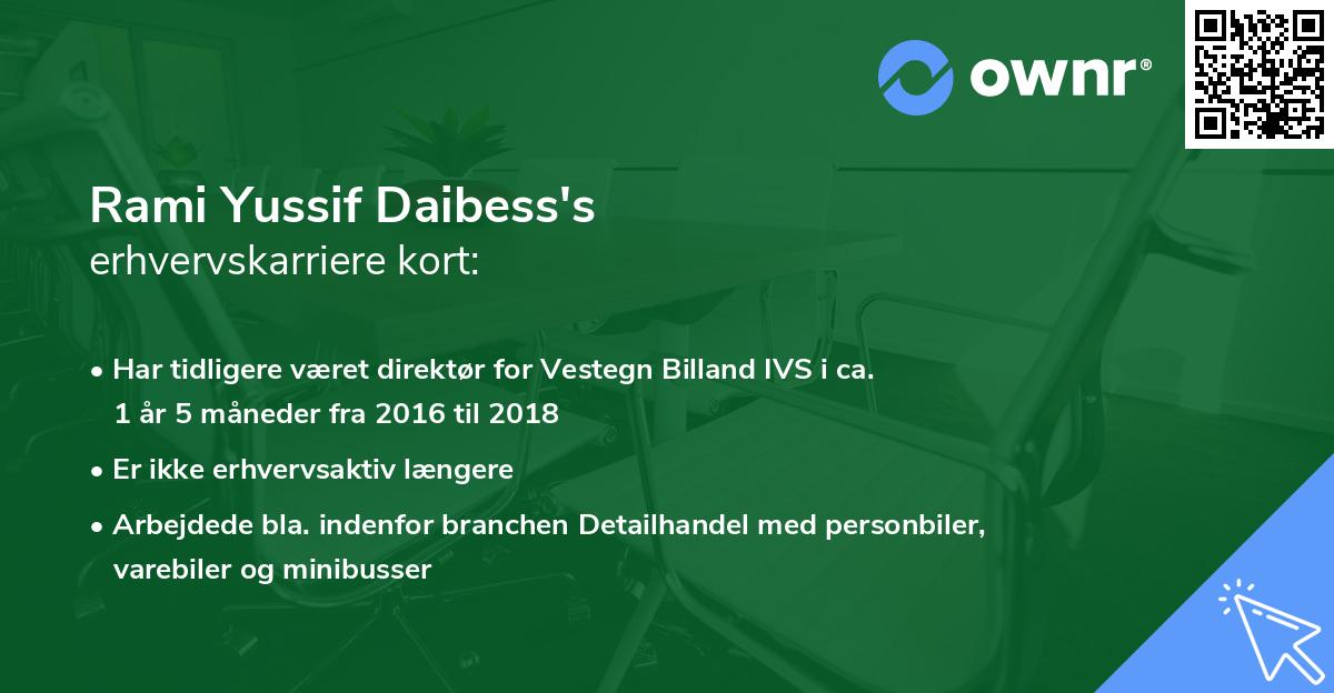 Rami Yussif Daibess's erhvervskarriere kort