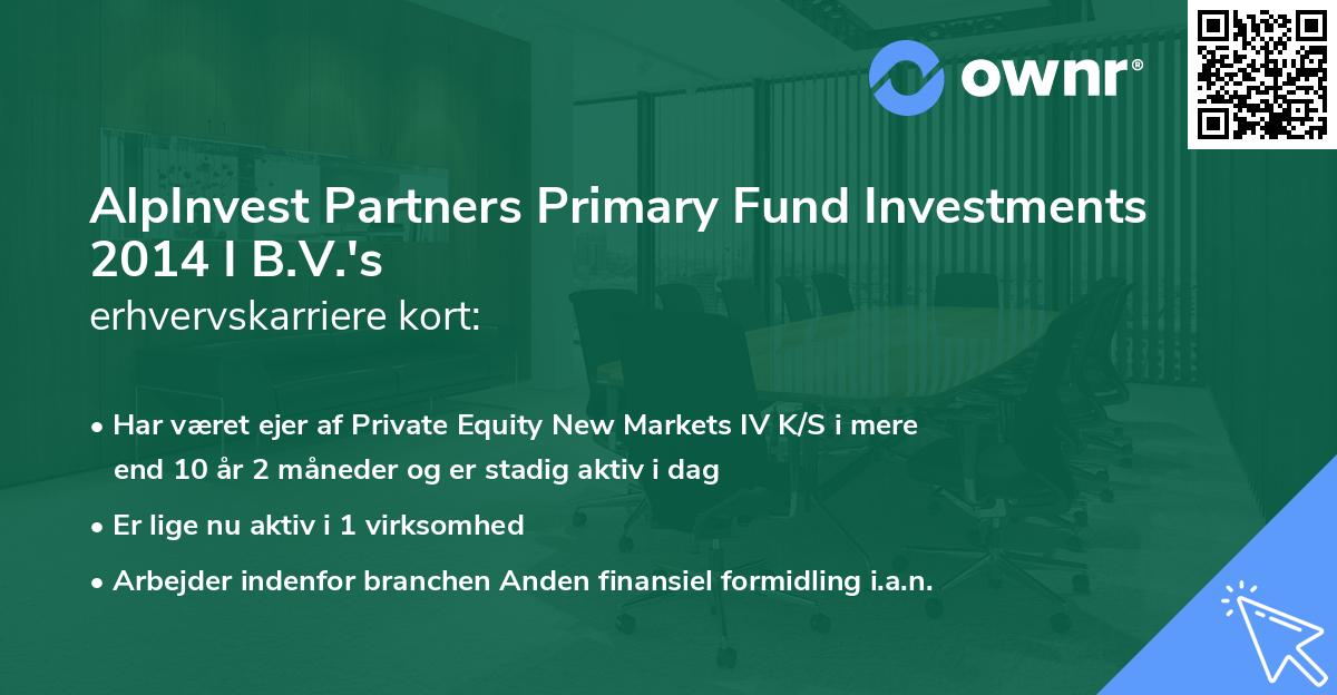 AlpInvest Partners Primary Fund Investments 2014 I B.V.'s erhvervskarriere kort