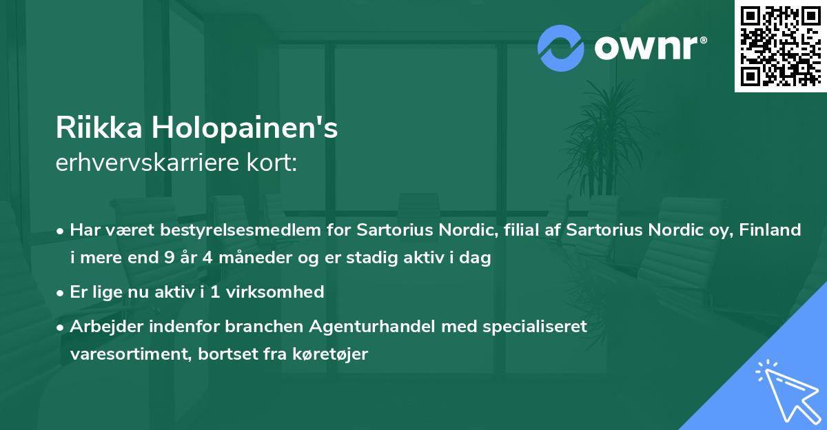 Riikka Holopainen's erhvervskarriere kort