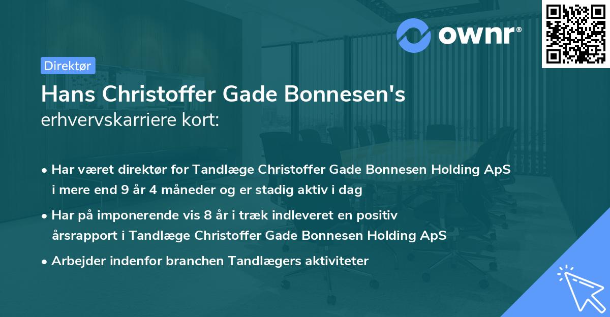 Hans Christoffer Gade Bonnesen's erhvervskarriere kort