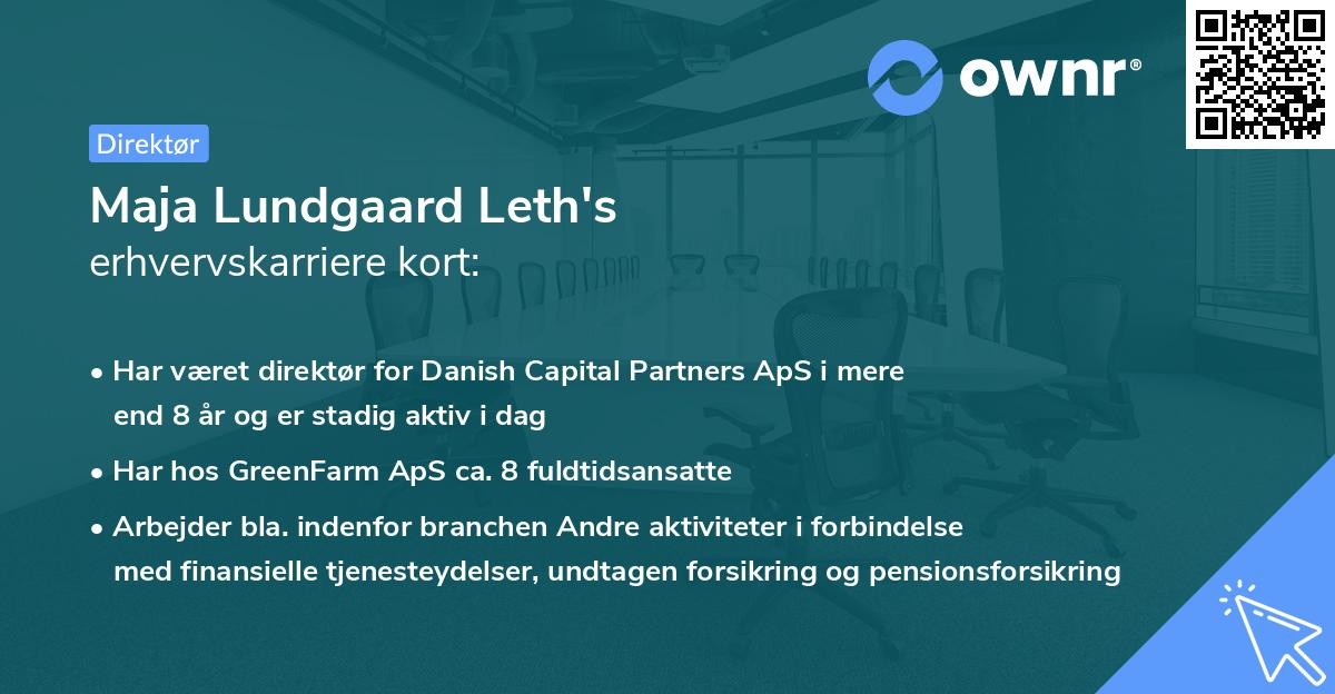 Maja Lundgaard Leth's erhvervskarriere kort