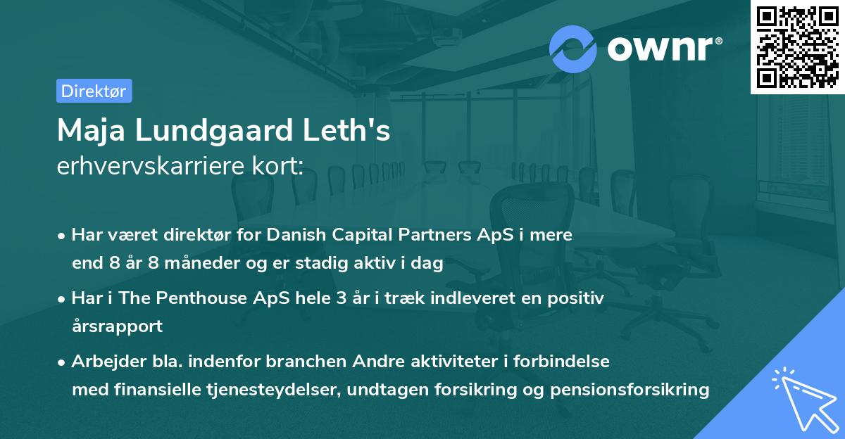 Maja Lundgaard Leth's erhvervskarriere kort