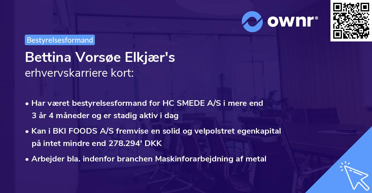 Bettina Vorsøe Elkjær's erhvervskarriere kort