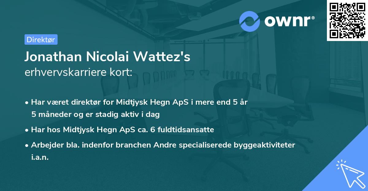 Jonathan Nicolai Wattez's erhvervskarriere kort