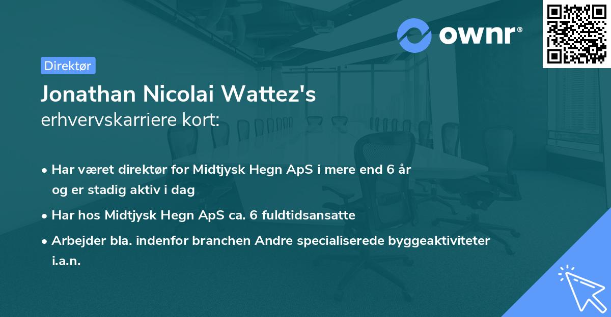 Jonathan Nicolai Wattez's erhvervskarriere kort