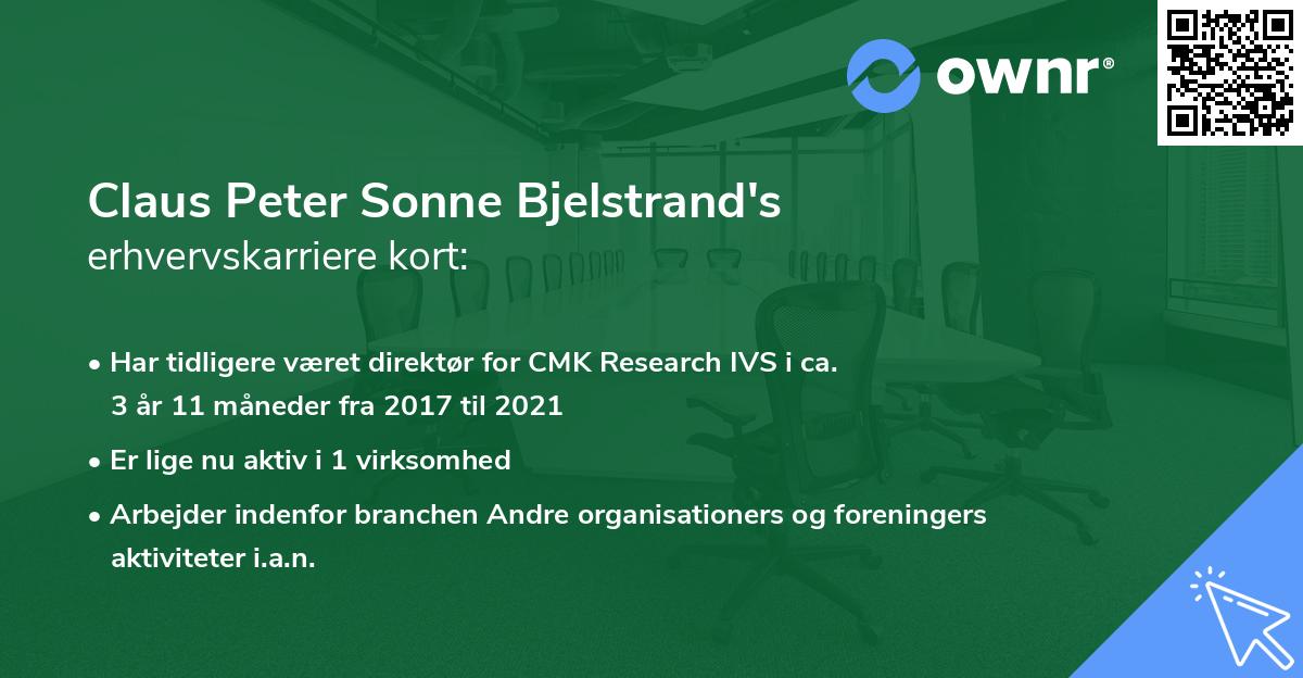 Claus Peter Sonne Bjelstrand's erhvervskarriere kort