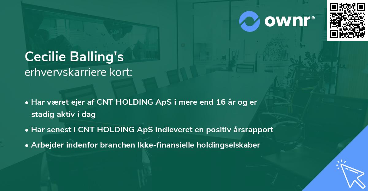 Cecilie Balling's erhvervskarriere kort