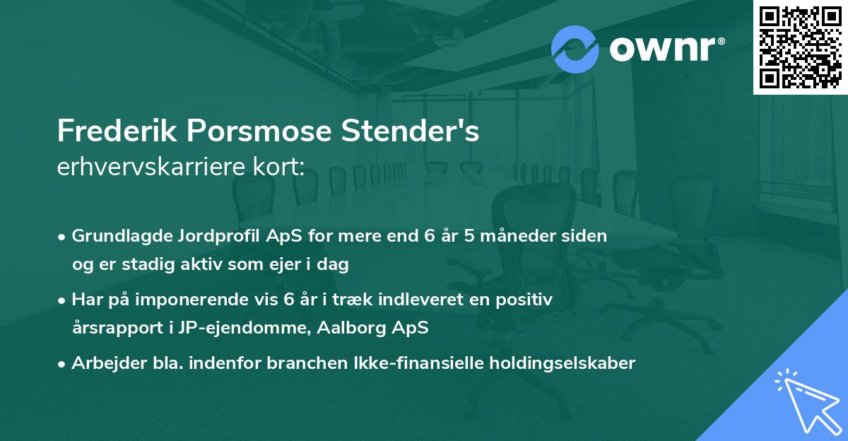 Frederik Porsmose Stender's erhvervskarriere kort