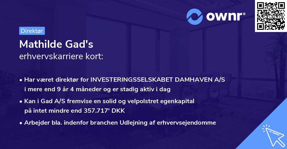 Mathilde Gad's erhvervskarriere kort