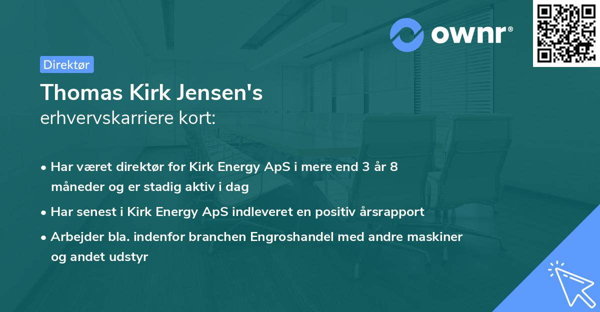 Thomas Kirk Jensen's erhvervskarriere kort