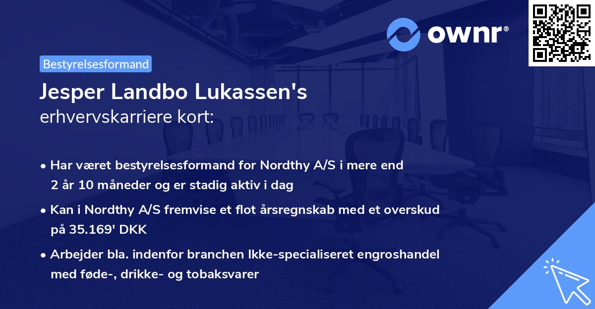 Jesper Landbo Lukassen's erhvervskarriere kort
