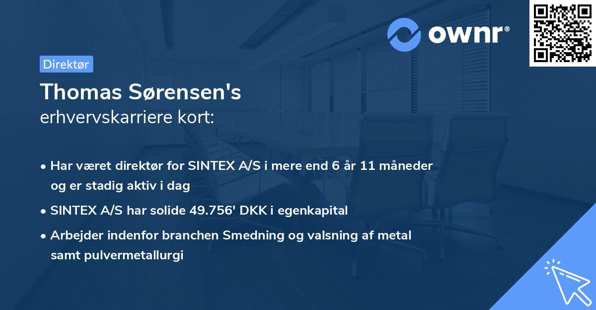 Thomas Sørensen's erhvervskarriere kort