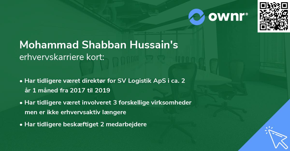 Mohammad Shabban Hussain's erhvervskarriere kort