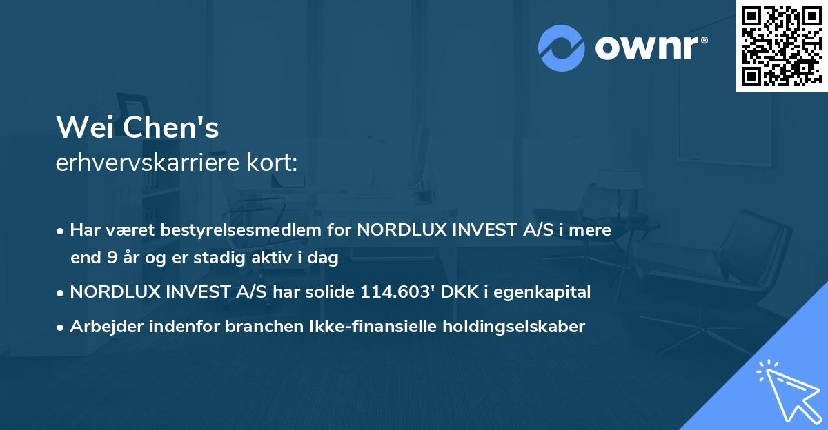 Wei Chen's erhvervskarriere kort
