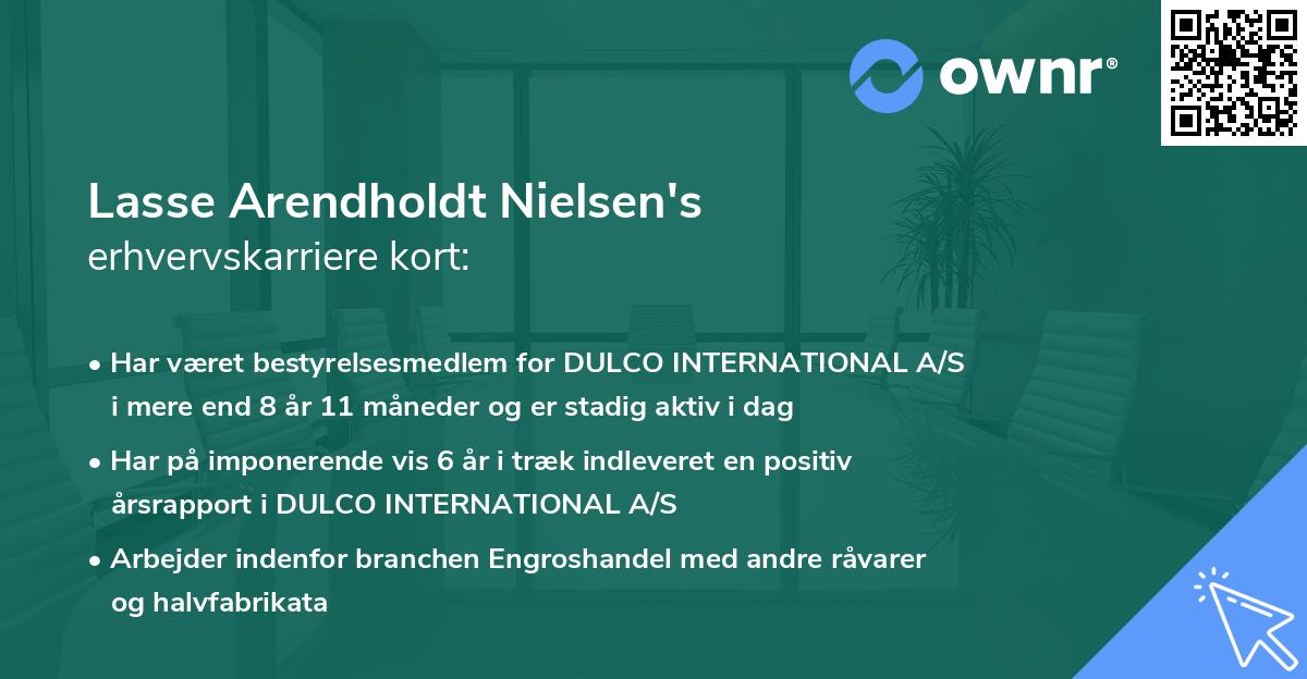 Lasse Arendholdt Nielsen's erhvervskarriere kort